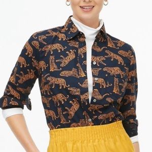 J.Crew Button-up stretch cotton poplin shirt tiger